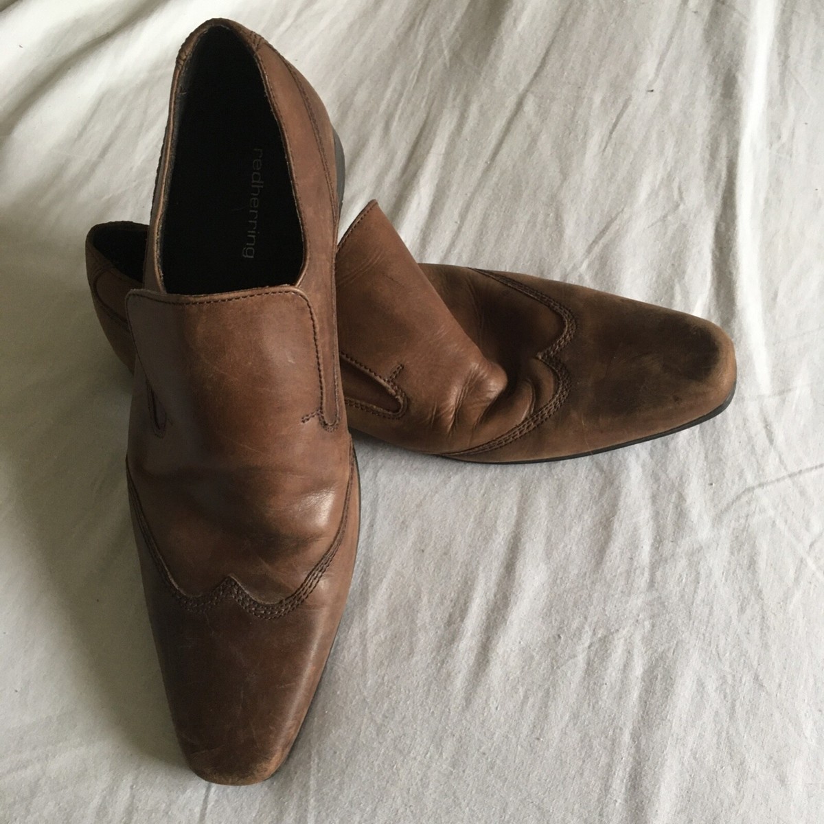 Red Herring Mens Formal Casual Slip-on Shoes Size 8 Brown 42 Tan Leather  Pointed | eBay UK