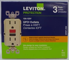 Leviton 15A 125V GFCI Outlets (3 Pack) GFNT1-R31 Ivory NEW