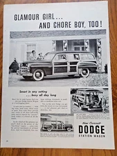 1949 Dodge Coronet Station Wagon Ad   Glamour Girl & Chore Boy 