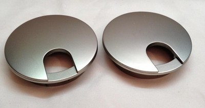 Nickel Finish Metal Computer Desk Table Cable Management Grommet Insert (Qty 2)