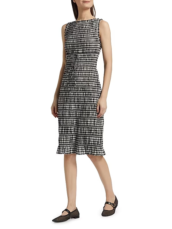 Doen Rosella Noir Greta Gingham Women's Plaid Check Cotton Knee Length Dress XS image 4