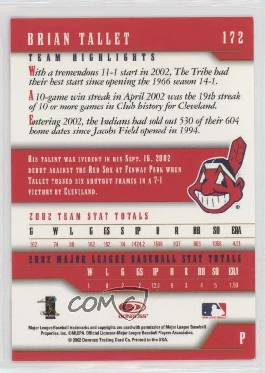 2003 Donruss Team Heroes Auto Brian Tallet #172 Auto - Image 2 of 2