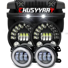 Fit Hummer H2 2003-2009 Pair 7 inch Round LED Headlights+ 4inch fog lights A