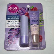 EOS Raspberry Kiwi Splash 2 pack Lip Balm Paradise Shea Butter 24hr Moisture
