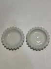Vintage Milk Glass Sunflower Daisy Ashtray Trinket Dish Set of 2 ~3.25"