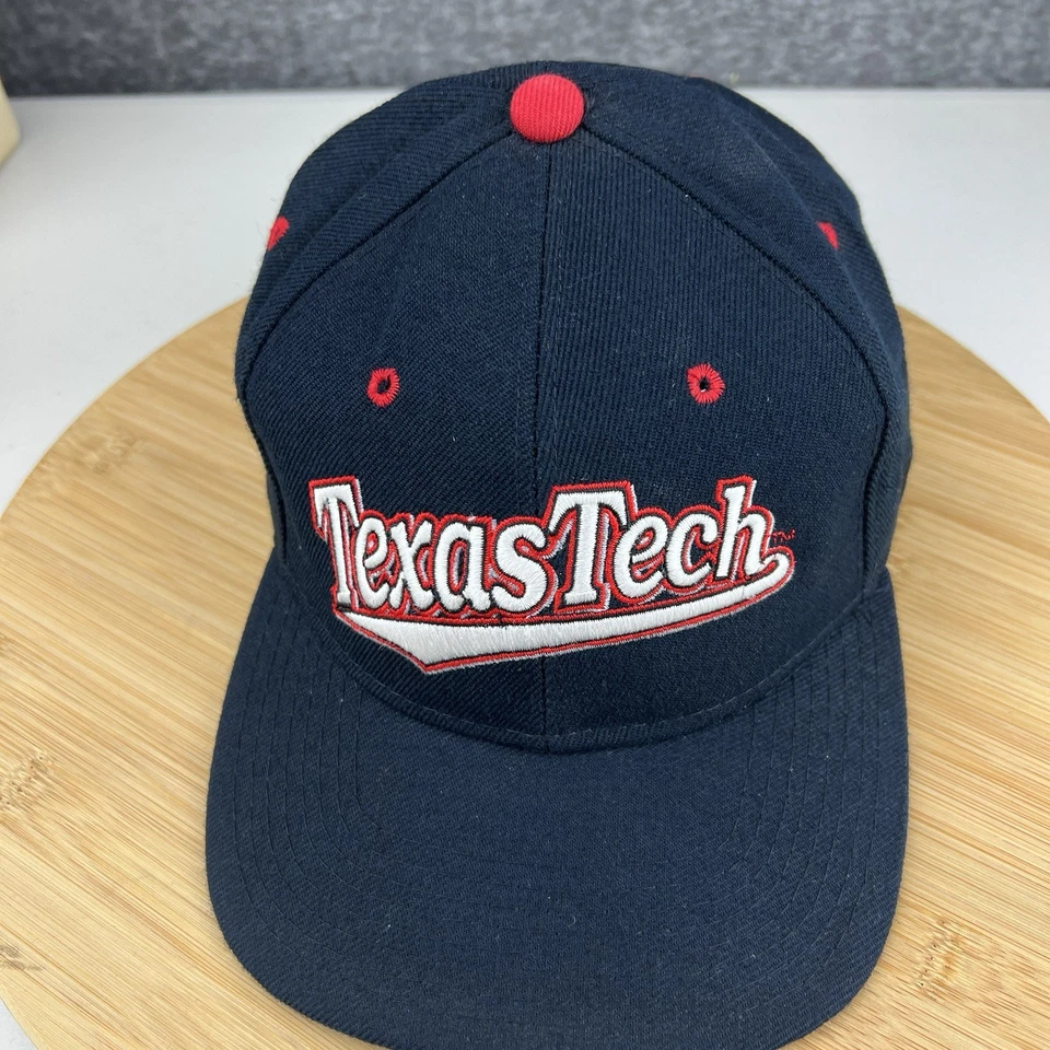 Vintage 1990's Texas Tech Red Raiders Hat Cap Fitted 7 1/2 Black Zephyr Graf-X - Image 2 of 4