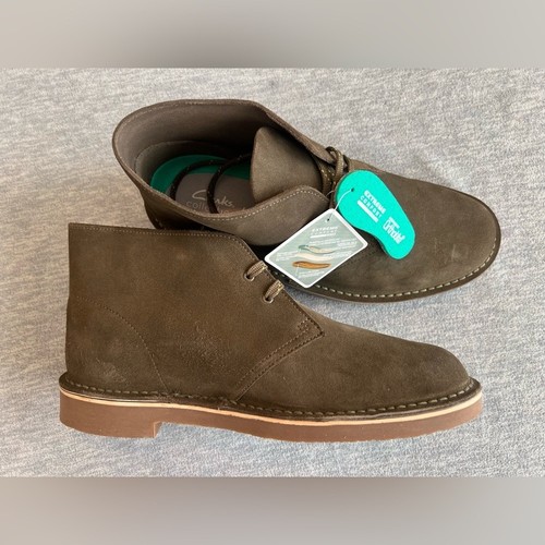 Clarks Bushacre 3 Chukka Boots Men's 9.5W Suede Upper Dark Green Ortholite New