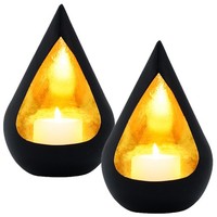 2 Stk Schwarze Deko Teelichthalter Kerzenhalter Tischdeko KerzenstäNder Modern