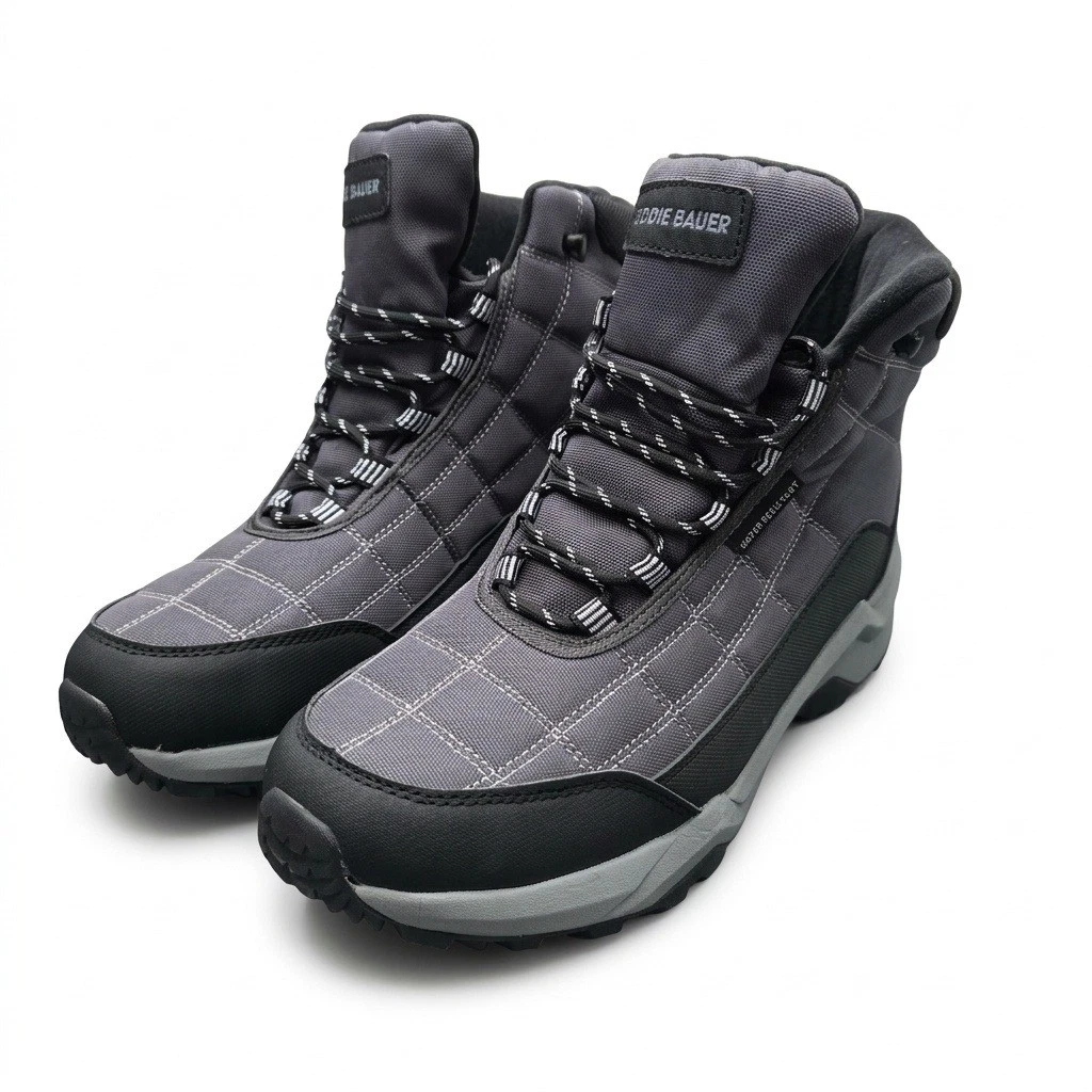 Eddie Bauer Men's Size 9 Hosmer Grey Quilted Hiking Boots Water Resistant Outdoo