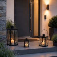 3-Teiliges Gartenlaternen Set Windlichter Mit Metallgriff Schwarz Windlich Later