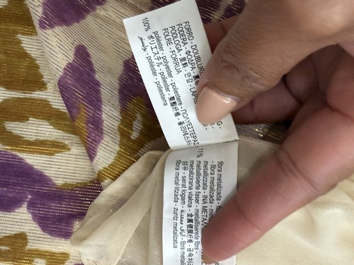 ZARA METALLIC THREAD PRINTED MIDI DRESS SZ. M GOLD PURPLE Cutout Side NWT - Picture 14 of 20
