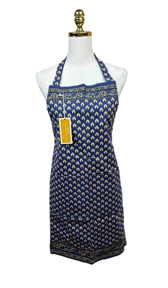 🇫🇷 Williams Sonoma French Country Marseille Apron Blue White Cotton NWT 🇫🇷 - Image 2 of 4