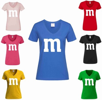 Gruppenkostüm M&M Fan 2026 Lady V Ausschnitt Damen T- Shirt Fasching Karneval