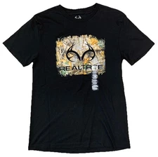 Realtree Hunting Outdoors Logo Camouflage Graphics T-shirt Size Medium Black