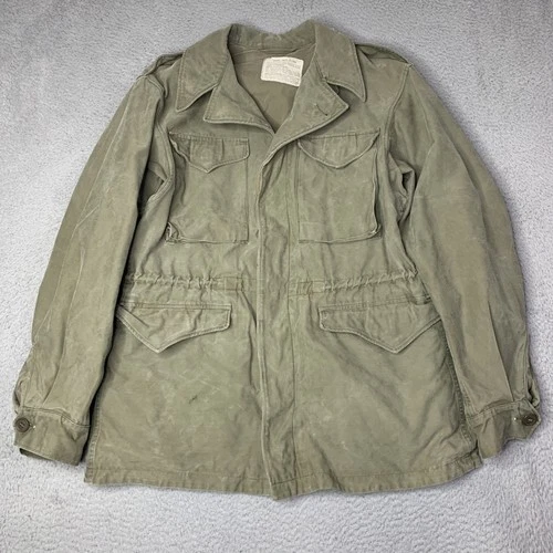 Vintage 1940s WWII M-1943 Field Jacket Military Combat Army Size 42R Distressed