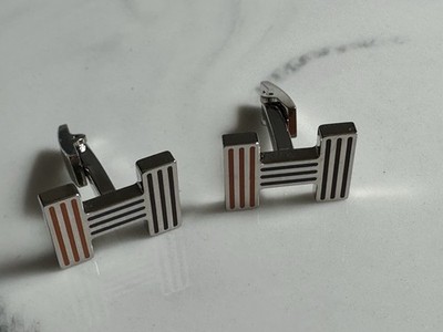 Hermès Quizz Rainbow Cufflinks Blue/Orange/Black • Multi‑Enamel