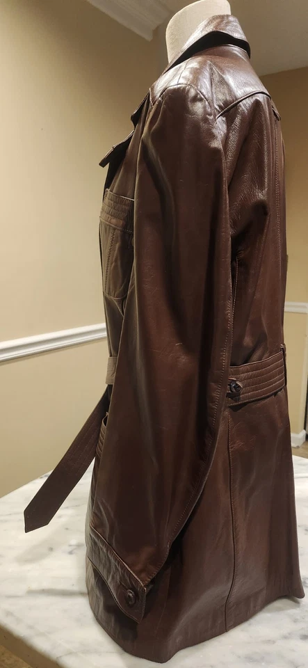 Abrigo de cuero Eitenne Aigner vintage años 70 para hombre talla 44 excelente estado Foto 3 de 4