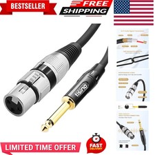 Female XLR to 1/4 6.35mm TS Mono Jack Unbalanced Microphone Cable Mic Cord fo...