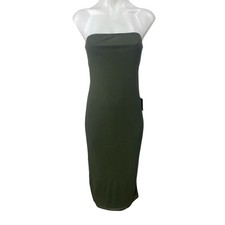 NEW Lulus Women's Green Strapless Sleeveless Midi Bodycon Tank Tube Dress Size L