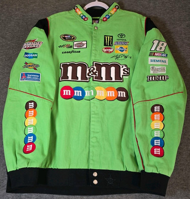 JH Design Kyle Busch M&M's Crispy #18 NASCAR Racing Jacket Green Adult 2XL