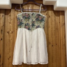 Cider Secret Garden Tapestry Corset Fairy Dress Whimsical Mini Dress Crochet M