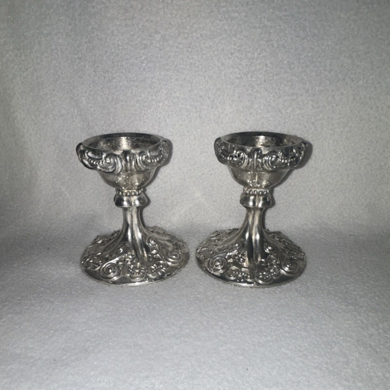 Silverplate GodengerCandlesticks Pair Baroque Rococo Style Decorative Tableware