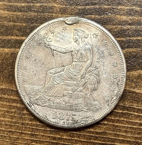1875-S Silver Trade Dollar - Damaged but with Nice Details