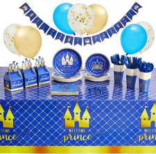 219-Piece Baby Shower Decoration Kit - Royal Prince Theme Prince Party Decor -