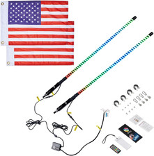 2Pc 4Ft COB Whip Lights, 2016Pcs Leds High Density, Bluetooth-Connectivity App C