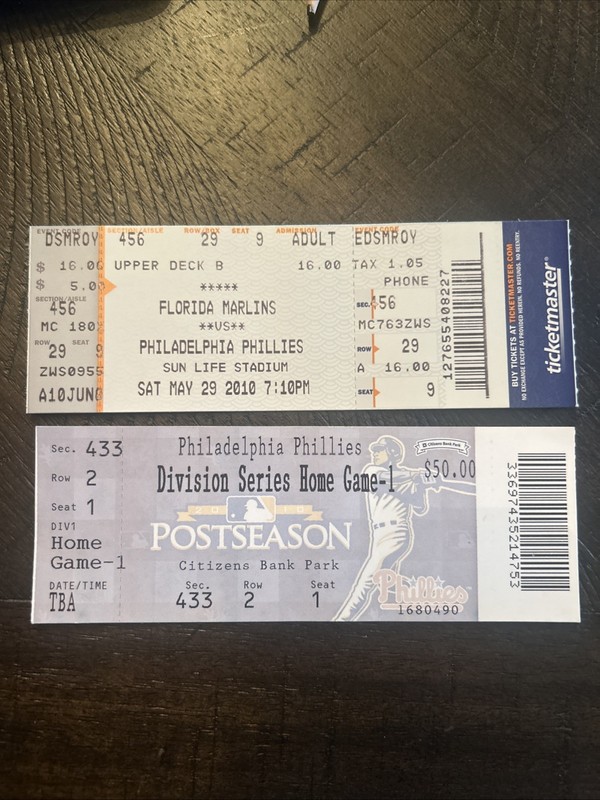 Roy Halladay Perfect Game And No Hitter Unused Ticket Stubs - Philadelphia Phils