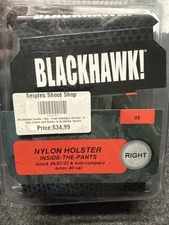 Blackhawk Inside the Pants Nylon Holster Size 5 Glock & Other Sub Compact R Hand