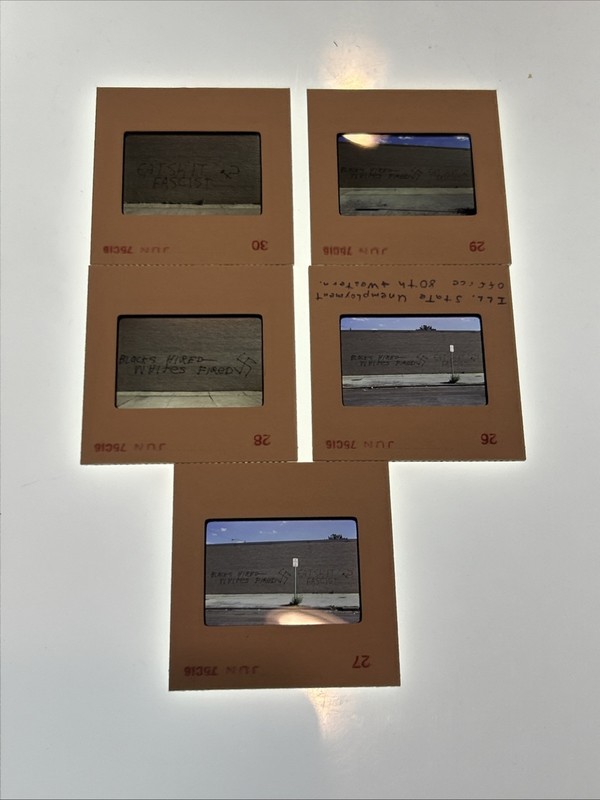 Original 35mm Slides 1975 Political Graffiti On Chicago IL Unemployment Office