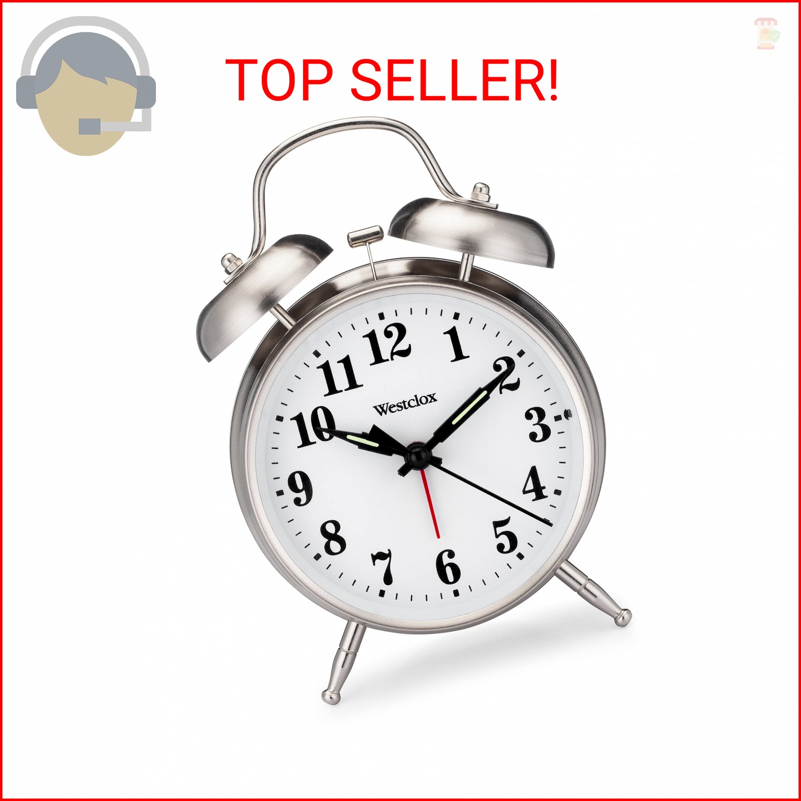 Westclox -Big Ben Twin Bell Alarm Clock | Loud Alarm Clock for Heavy Sleepers |
