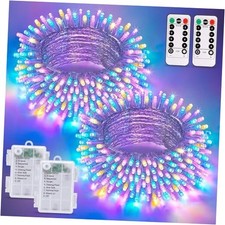  2 Pack Lights Battery Operated Outdoor Indoor, Total 66ft 200 2*100LED Easter