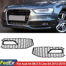 Black Honeycomb RS4 Style Front Fog Light Grill Cover For 2013-2016 Audi A4 B8.5