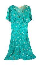 Bebop Floral Midi Dress L XL Flutter Sleeve Babydoll Cottagecore Romantic  Green