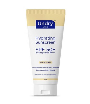 Undry Hydrating Sunscreen 50g SPF 50 Ceramide + HA Dry Skin Lightweight