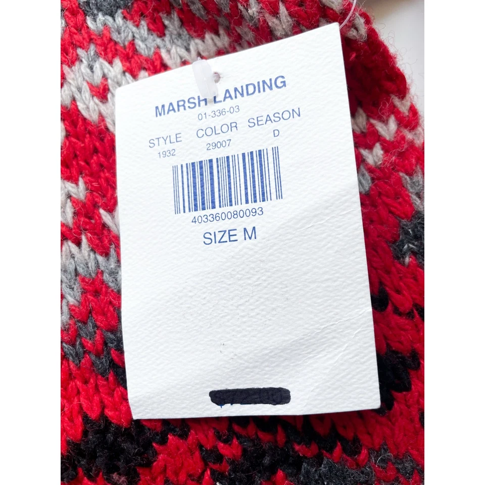 Suéter tejido a mano Marsh Landing rojo Fair Isle talla M nuevo con etiquetas para hombre Foto 3 de 4