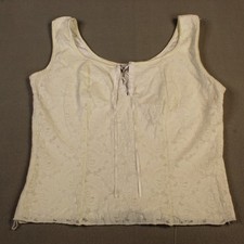 CDW Whimsigoth Fairy Grunge Lace Ivory Corset Top Sz Large