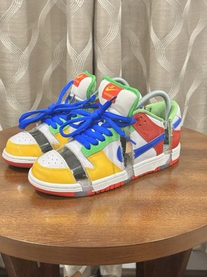 Nike SB Dunk Low (eBay) Sandy Bodecker, FD8777-100 White Blue Red Yellow, Size 6