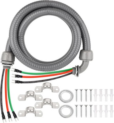 6FT Non-Metallic Liquid-Tight Conduit Kit, 1/2'' Pre-Wired Electrical Whip with 3
