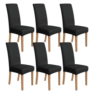 Stretch Esszimmerstuhlhussen, 6er Set, schwarz, massiv
