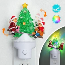 Christmas Night Light with Near Silent Electric Seesaw Plug-In Wall Light LEDs