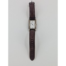 Fossil Mens TM-6289 Vintage Tank Watch Brown Leather Strap Silver Tone One Size