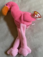 Vintage 1995 Ty Beanie Babies 10” Pinky Flamingo Plush Bird W/Hang Tag 4072