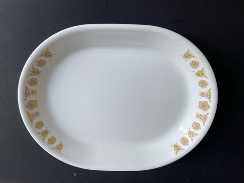 Vintage Corelle Gold Butterfly 12 1/4" x 10” Oval Platter - Picture 1 of 3