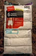 New Hanes 6 Pack White Tagless Men's Woven Boxers Soft Breathable 3XL 48-50  
