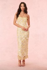LoveShackFancy Emalia Embellished Lace Maxi Dress