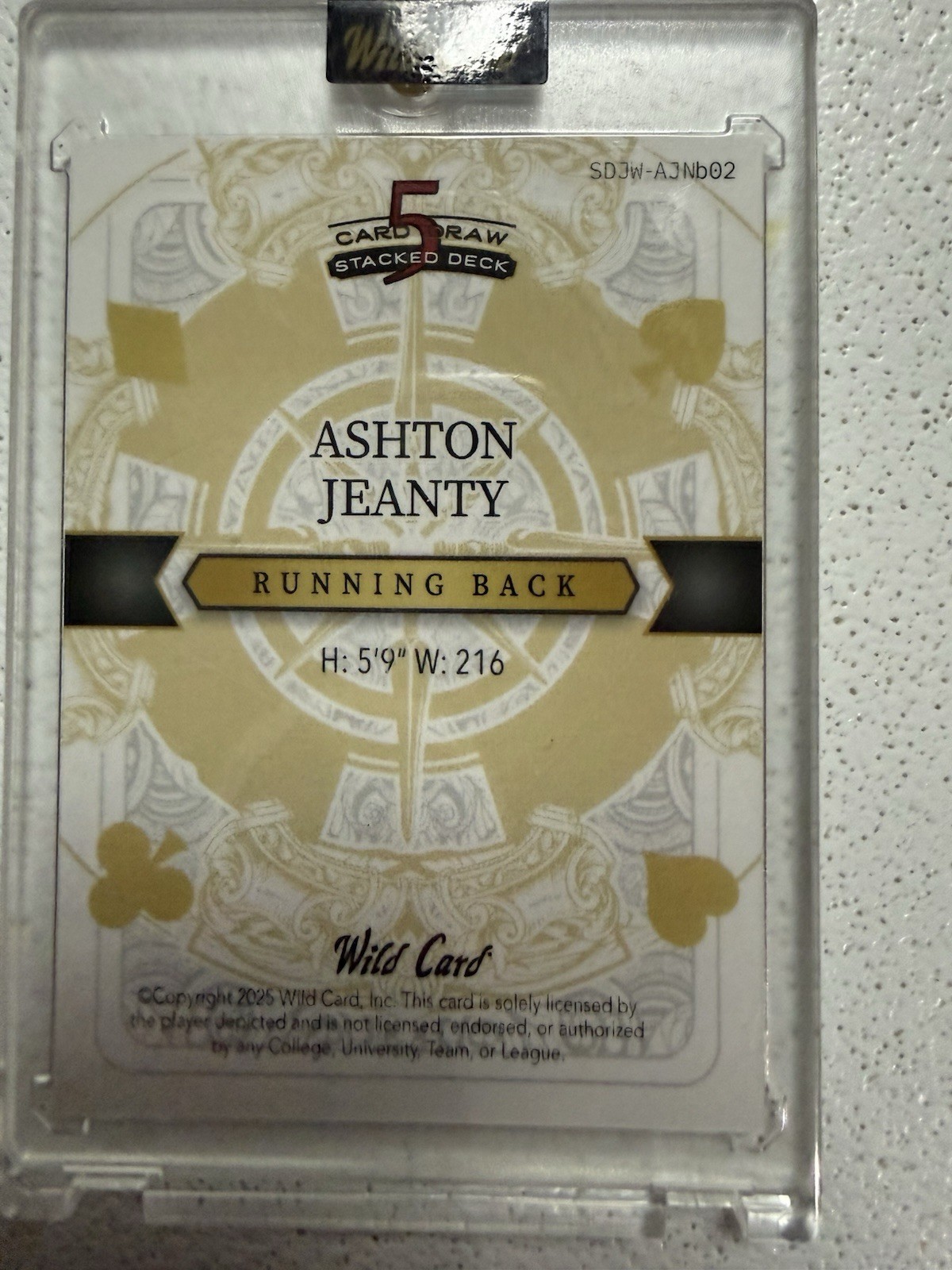 2025 Joker's Wild Card RC Football 5 Card Draw Stacked Deck 1/1 - Ashton Jeanty