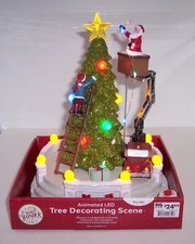 Winter Wonder Lane LIGHT UP Tree Decorating Scene ANIMATED CHRISTMAS Village
